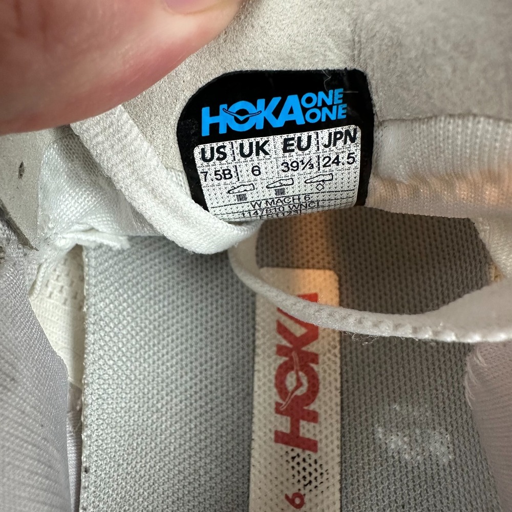 Hoka One One Womens Mach 6 Running Shoes Size‎ 7.5 B White Sneakers Shoes GUC - Picture 8 of 8